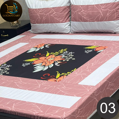 Pure Cotton Gold Panel King Size Bedsheet [SET A]