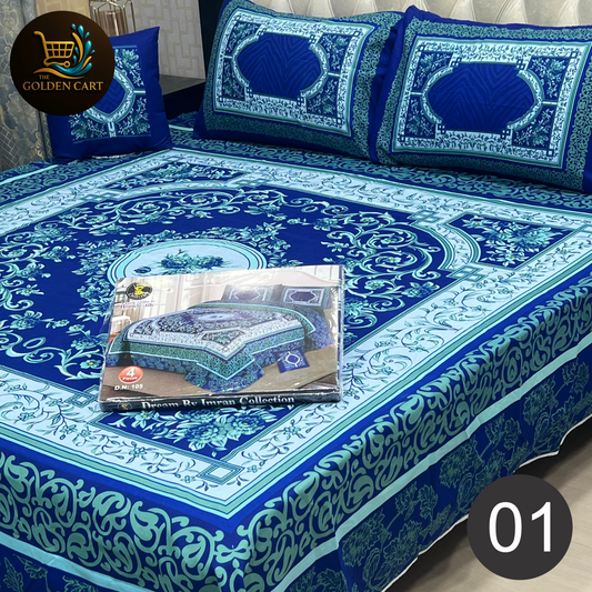 DREAMLAND 4 PCS - 3D PANAL BEDSHEET - CRYSTAL COTTON