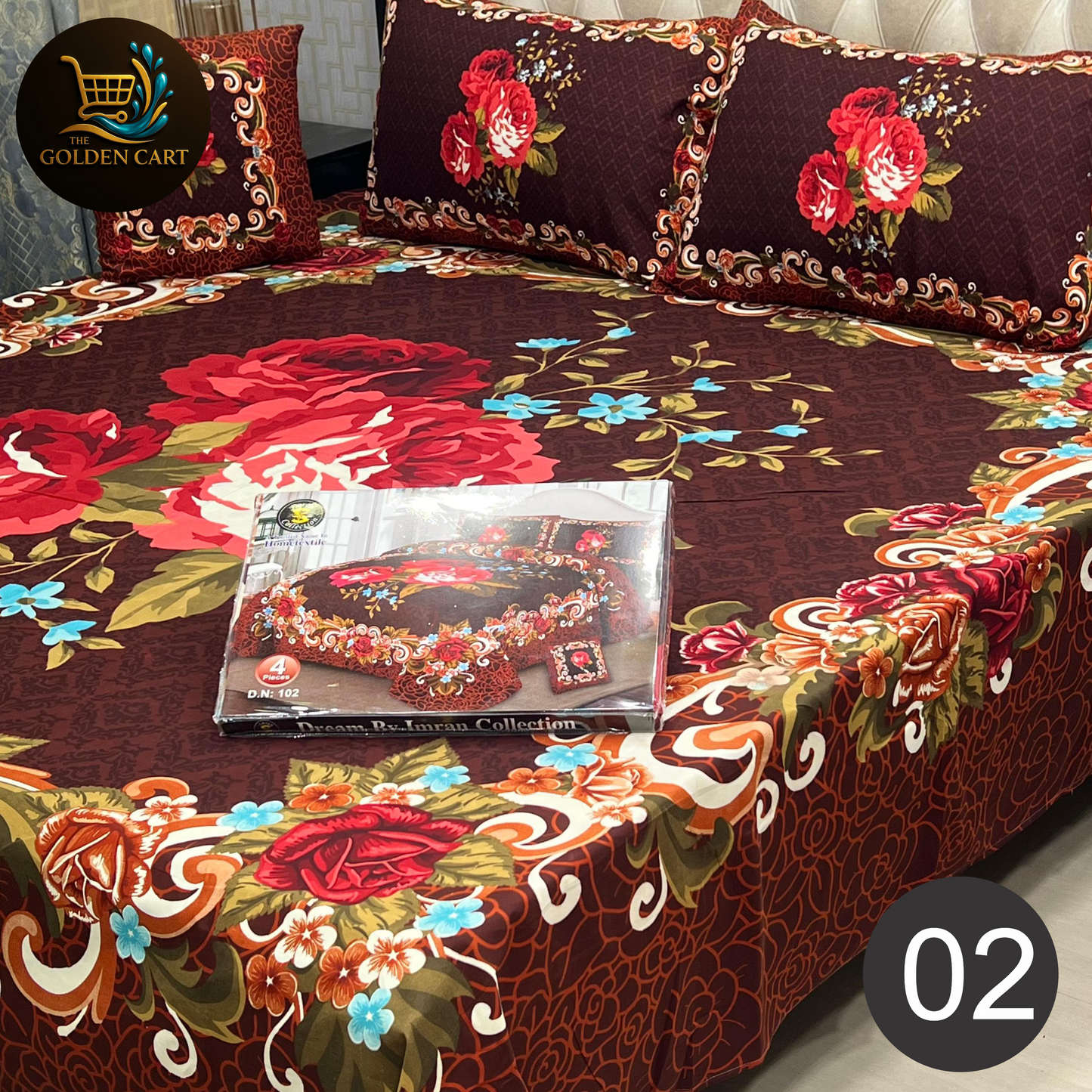 DREAMLAND 4 PCS - 3D PANAL BEDSHEET - CRYSTAL COTTON