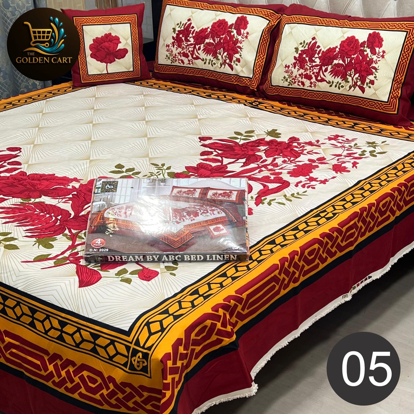 DREAMLAND 4 PCS - 3D PANAL BEDSHEET - CRYSTAL COTTON