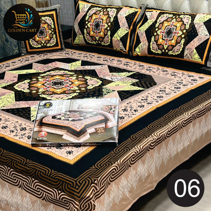 DREAMLAND 4 PCS - 3D PANAL BEDSHEET - CRYSTAL COTTON