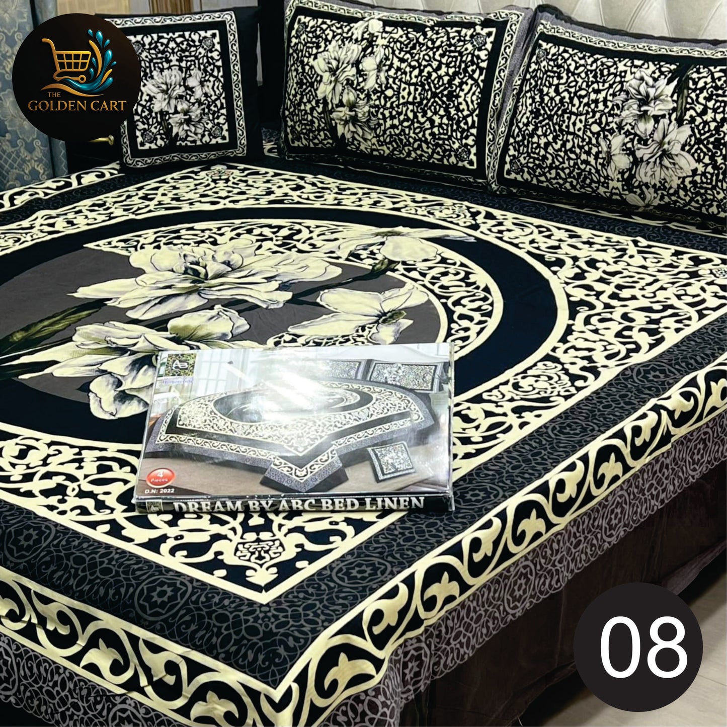 DREAMLAND 4 PCS - 3D PANAL BEDSHEET - CRYSTAL COTTON
