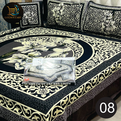 DREAMLAND 4 PCS - 3D PANAL BEDSHEET - CRYSTAL COTTON