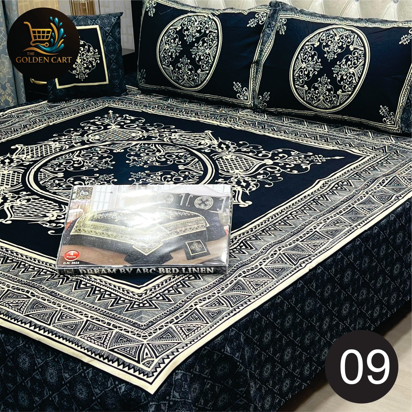DREAMLAND 4 PCS - 3D PANAL BEDSHEET - CRYSTAL COTTON