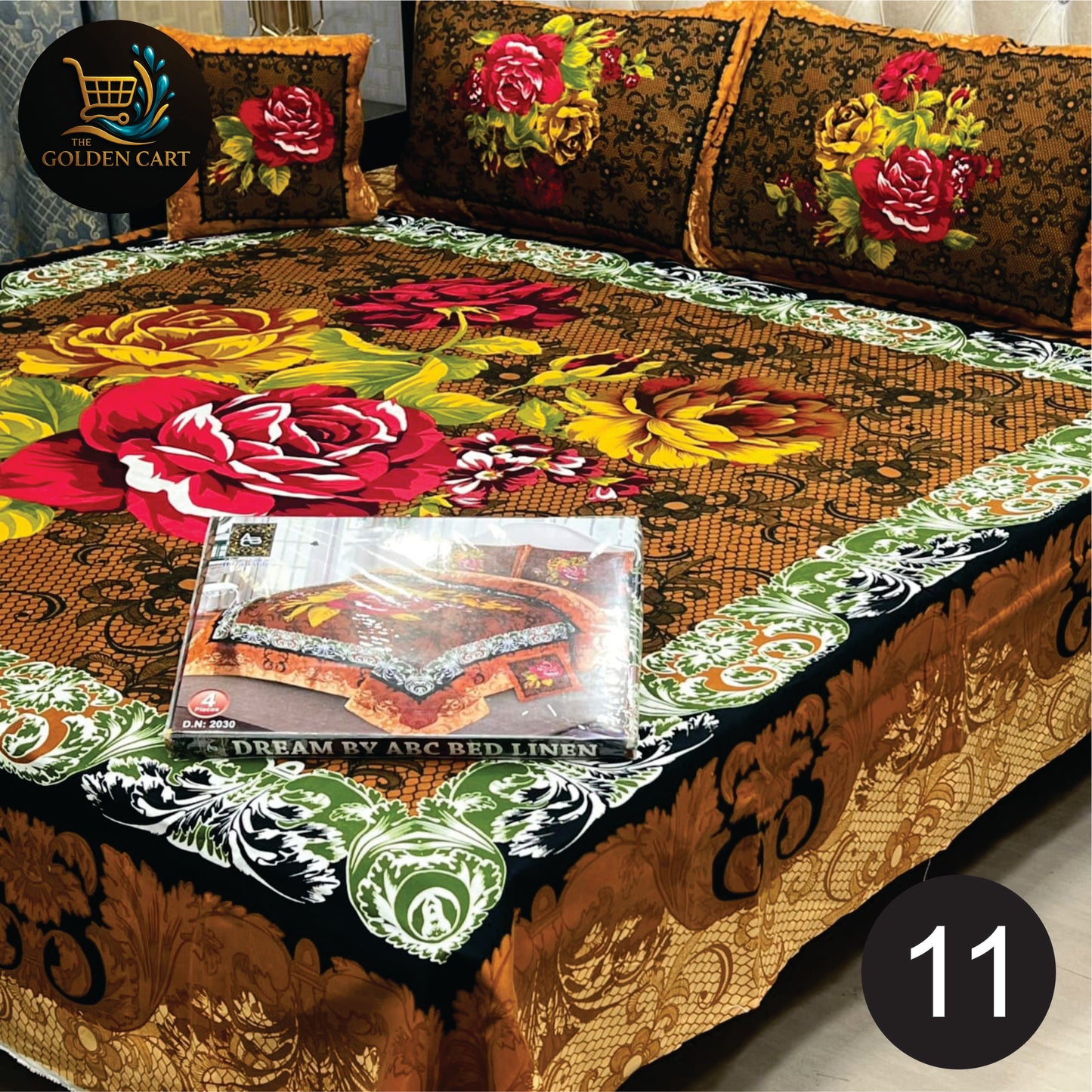 DREAMLAND 4 PCS - 3D PANAL BEDSHEET - CRYSTAL COTTON