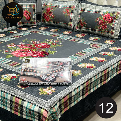 DREAMLAND 4 PCS - 3D PANAL BEDSHEET - CRYSTAL COTTON