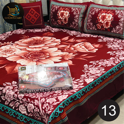 DREAMLAND 4 PCS - 3D PANAL BEDSHEET - CRYSTAL COTTON