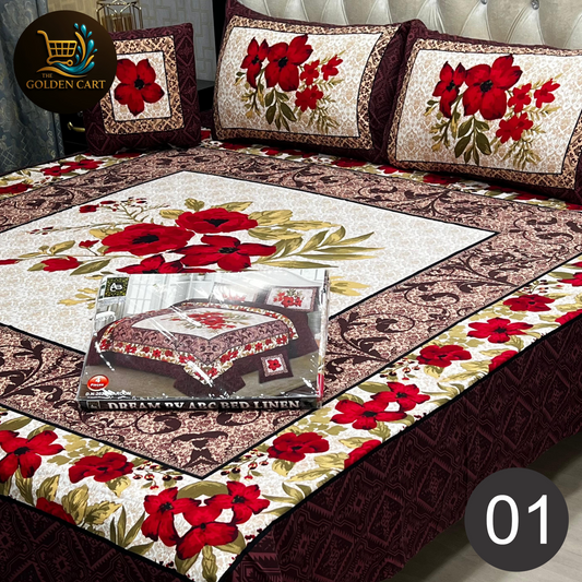 DREAMLAND 4 PCS - 3D PANAL BEDSHEET - CRYSTAL COTTON [Set B]