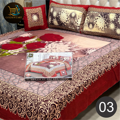 DREAMLAND 4 PCS - 3D PANAL BEDSHEET - CRYSTAL COTTON [Set B]
