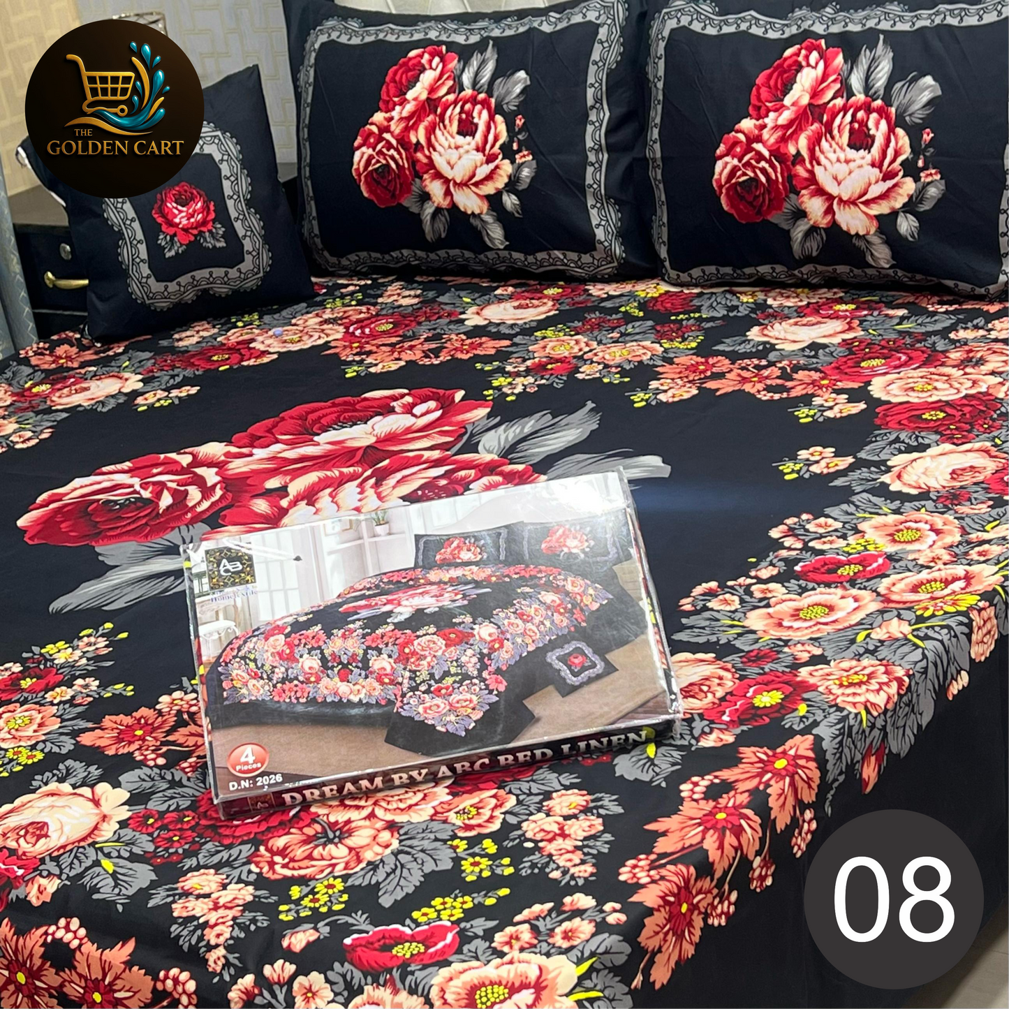 DREAMLAND 4 PCS - 3D PANAL BEDSHEET - CRYSTAL COTTON [Set B]