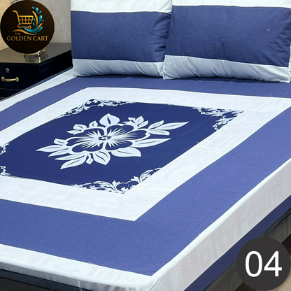 Pure Cotton Gold Panel King Size Bedsheet [SET F]